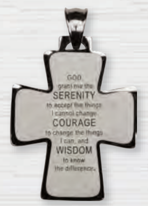 Stainless Steel Serenity Prayer Cross Necklace