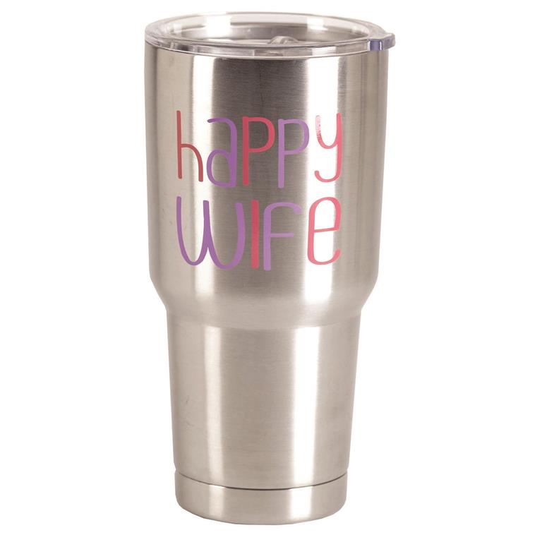 Happy Wife, Happy Life Travel Tumbler