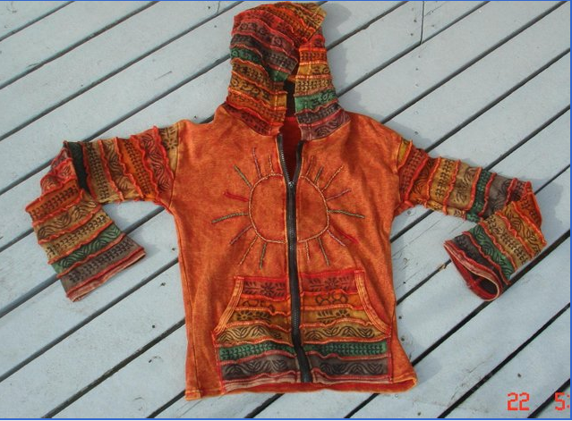 Tibetan Sun Zippered Hoodie Jacket