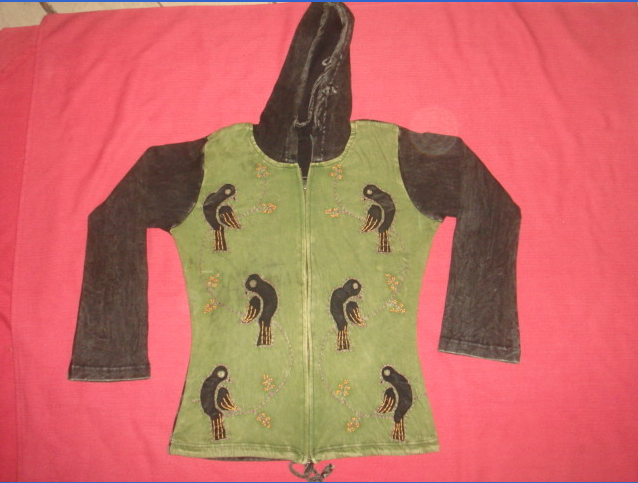 Tibetan Black Bird Zippered Hoodie