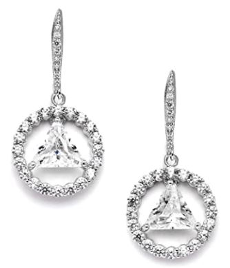 AA Recovery Symbol Cubic Zirconia Dangle Earrings