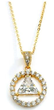 AA Recovery Symbol Cubic Zirconia Necklace Gold - Click Image to Close