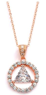 AA Recovery Symbol Cubic Zirconia Necklace Rose Gold