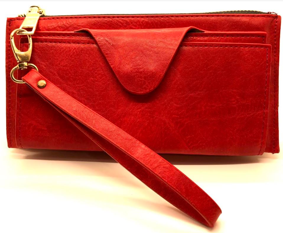 Faux Leather Clutch - RED - Click Image to Close