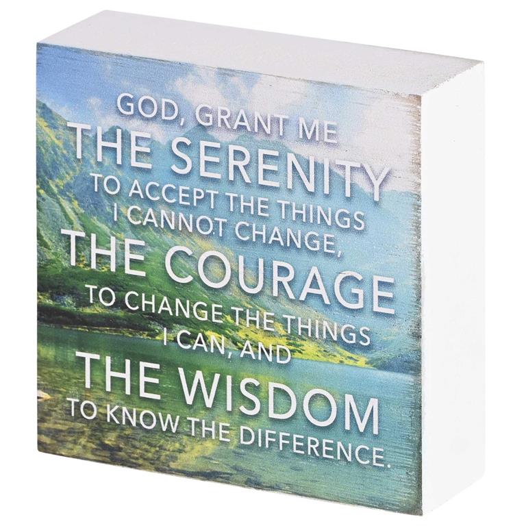 Serenity Prayer Nature Scene Wood Block