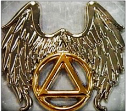 Angel Wings with an AA Symbol Gold Pin - Click Image to Close