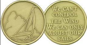 We Can't Control the Wind.... Sailboat Bronze Medallion - Click Image to Close