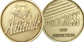 Attitude Eagle (Progress Not Perfection) Bronze Medallion - Click Image to Close
