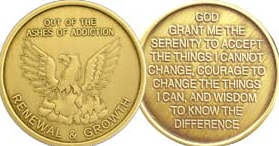 Out of the Ashes of Addiction Phoenix Bronze Medallion - Click Image to Close