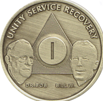 Bill and Bob 24 Hour Anniversary Bronze Medallion - Click Image to Close