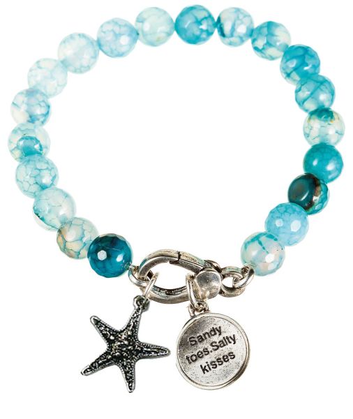 Silver Blue Starfish Charm Bracelet