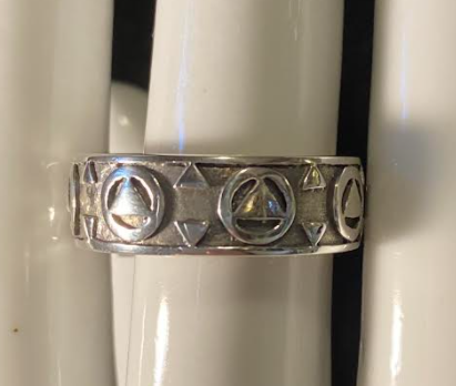 Continuous Sterling Silver Band AA Symbol Ring - Click Image to Close