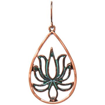 Copper Patina Lotus Flower Earrings