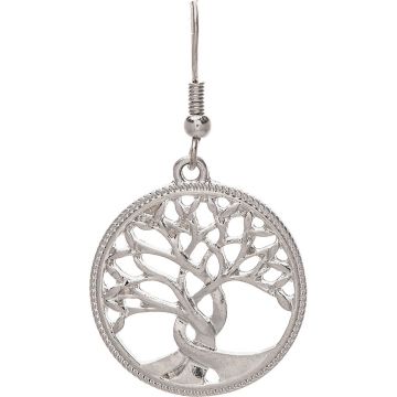Silver Twisted Trunk Tree of Life Earrings