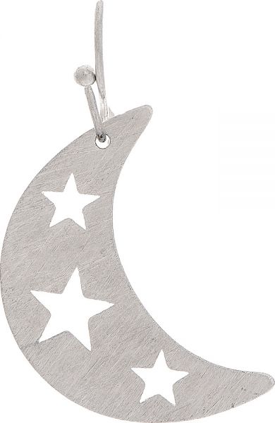 Silver Star Cut Out Moon Brass Earring
