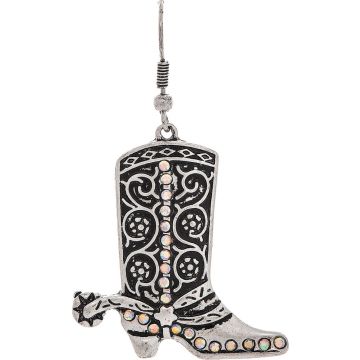 Silver & Crystals Western Boot Earring