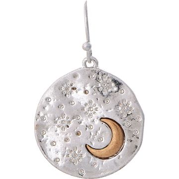 Two Tone Crescent Moon Circle Earring