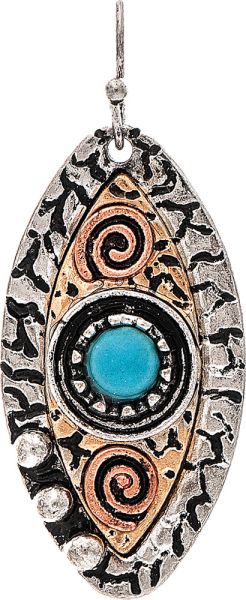 Multi Turquoise Eye Center Ellipse Earring