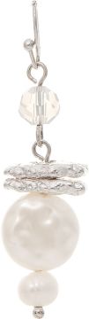 Silver Faux Coin Pearl Crystal Stack Earrings