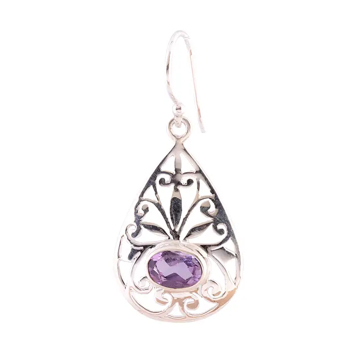 Sterling Silver Teardrop Drop Peridot Earrings