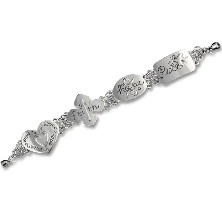 Love, Faith, Hope, Peace Symbol Bracelet