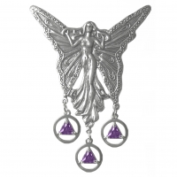 Sterling Silver Large Fairy with AA Symbol Hanging Birthstone - Click Image to Close