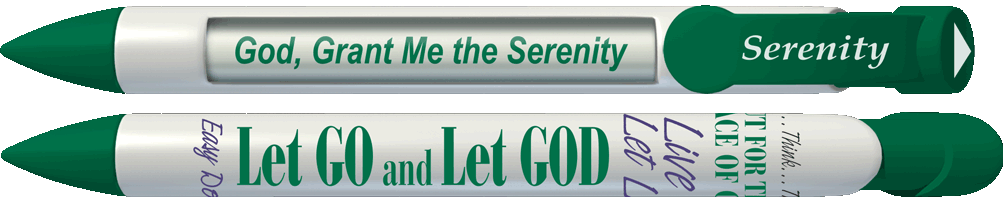 Serenity Prayer Recovery Pens (GREEN) - Click Image to Close