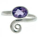 Sterling and Amethyst Swirl Ring