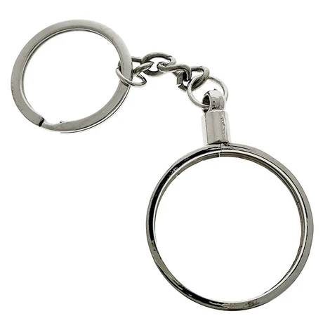 Key Chain Medallion Holder Silver with Chain