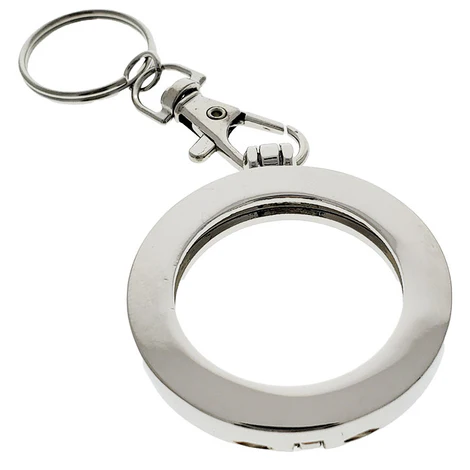 Hinged Key Chain Medallion Holder Silver
