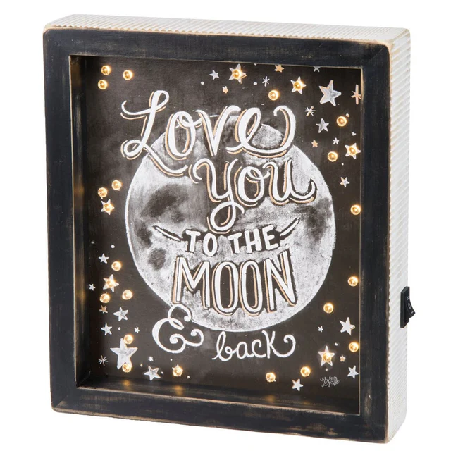 Love you to the Moon and Back Lighted Chalk Sign