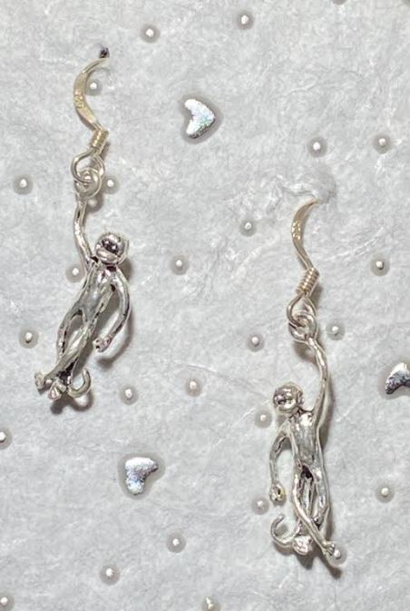 Sterling Silver Monkey Earrings - Click Image to Close