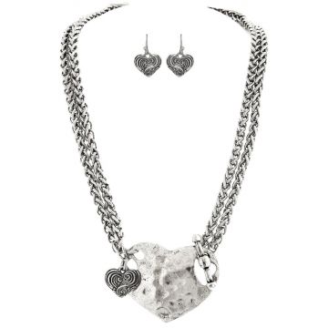 Silver Toggle Heart Chain Necklace