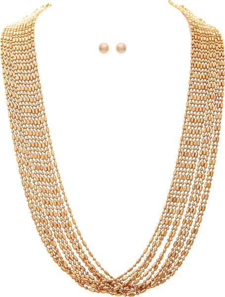 Gold Dot Dash Dot 11 Chain Necklace Set