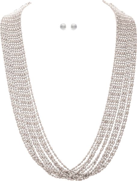 Silver Dot Dash Dot 11 Chain Necklace Set