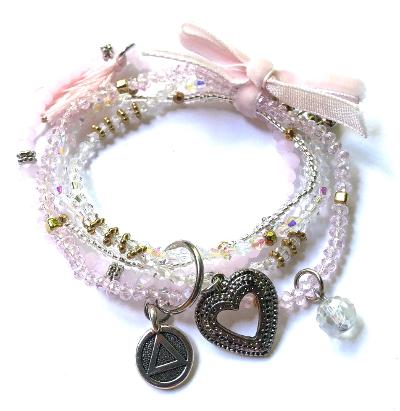 Multi Strand AA Bead Stretch Bracelet (Pink)