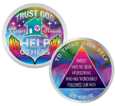 Rainbow Tri-plate Trust God, Clean House, Help Others Medallion