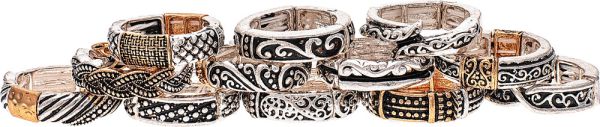 Two Tone & Silver Stackable Twelve Piece Assorted Rings