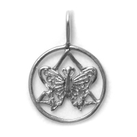 Sterling Silver AA Symbol with a Small Butterfly on the Inside - Click Image to Close