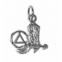 Sterling Silver AA Recovery Symbol with a Cowboy Boot - Click Image to Close