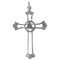 Sterling Silver AA Symbol with Solid Triangle Set in a Cross
