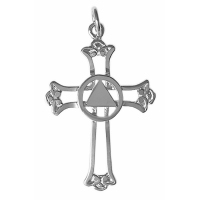 Sterling Silver AA Symbol with Solid Triangle Set in a Cross - Click Image to Close