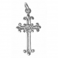 Sterling Silver Pendant, AA Symbol on a Small Lovely Cross - Click Image to Close
