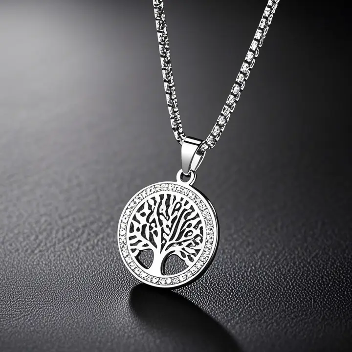 Stainless Steel Tree of Life Necklace - Silver