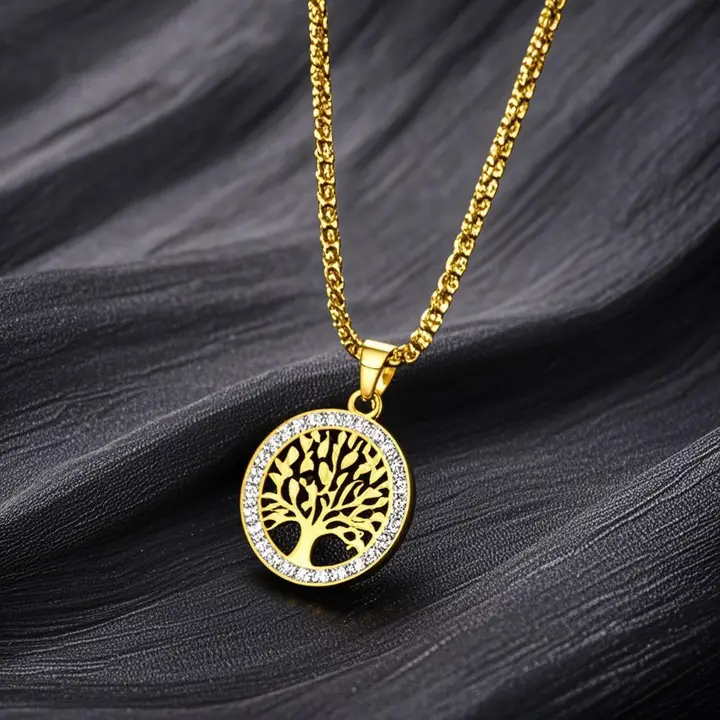 Stainless Steel Tree of Life Necklace - Gold