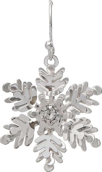Silver Crystal Center Snowflake Earrings