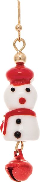 Gold Lamp Work Glass Bead Snowman Earring