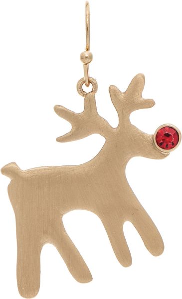 Gold Bling Nose Rudolph Reindeer Earrings